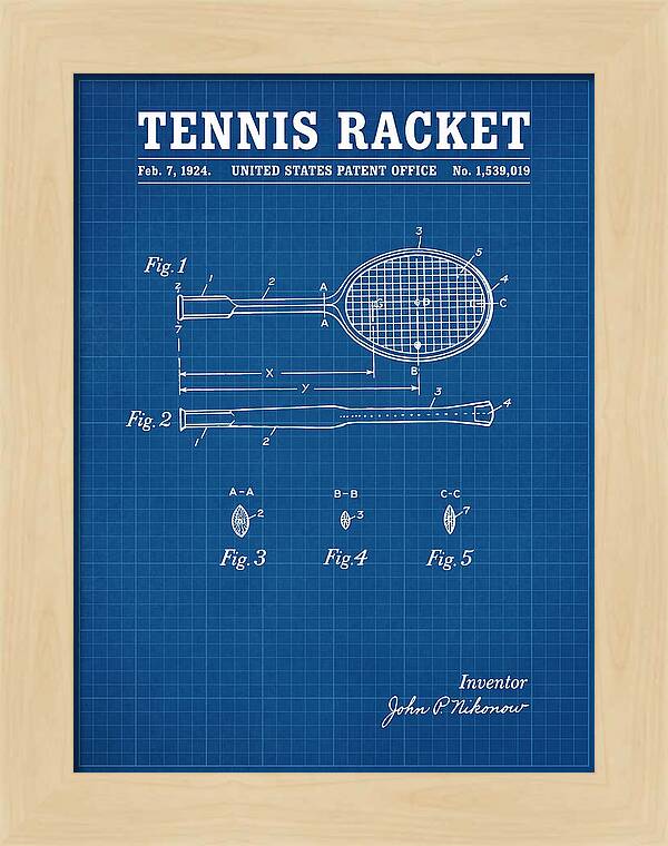 Tennis Racket Blueprint Patent Us1539019a