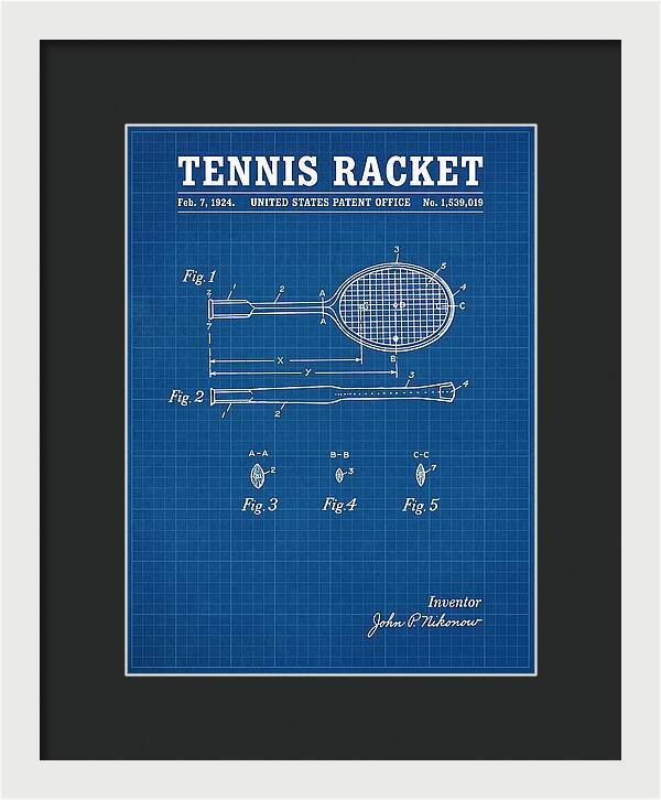 Tennis Racket Blueprint Patent Us1539019a