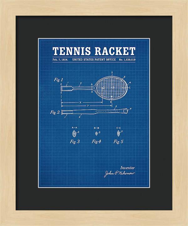 Tennis Racket Blueprint Patent Us1539019a