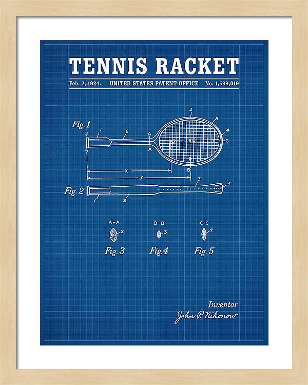 Tennis Racket Blueprint Patent Us1539019a