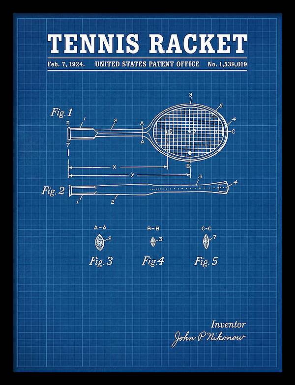 Tennis Racket Blueprint Patent Us1539019a