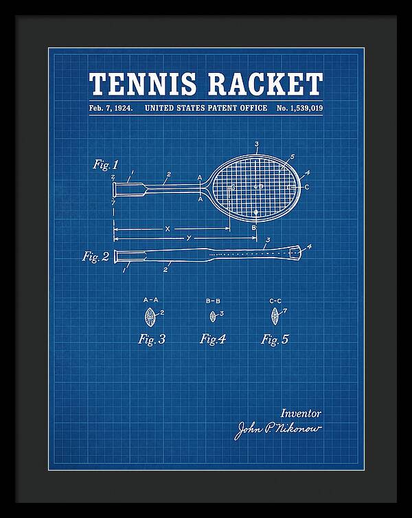 Tennis Racket Blueprint Patent Us1539019a