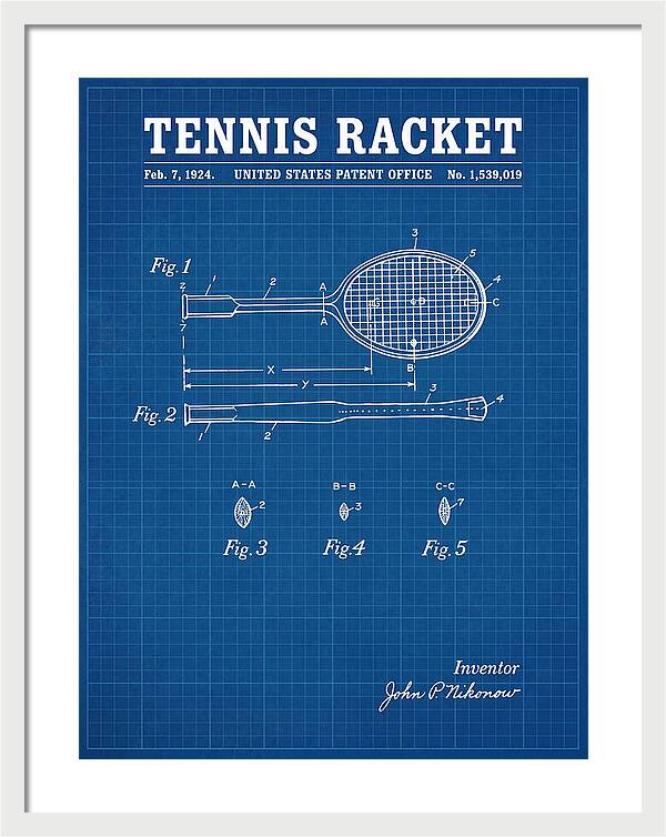 Tennis Racket Blueprint Patent Us1539019a