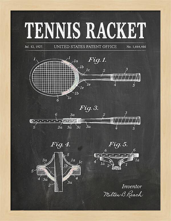 Tennis Racket Chalkboard Patent Us1664466a