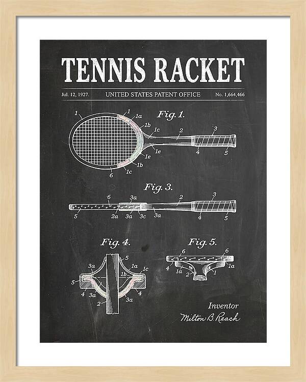 Tennis Racket Chalkboard Patent Us1664466a