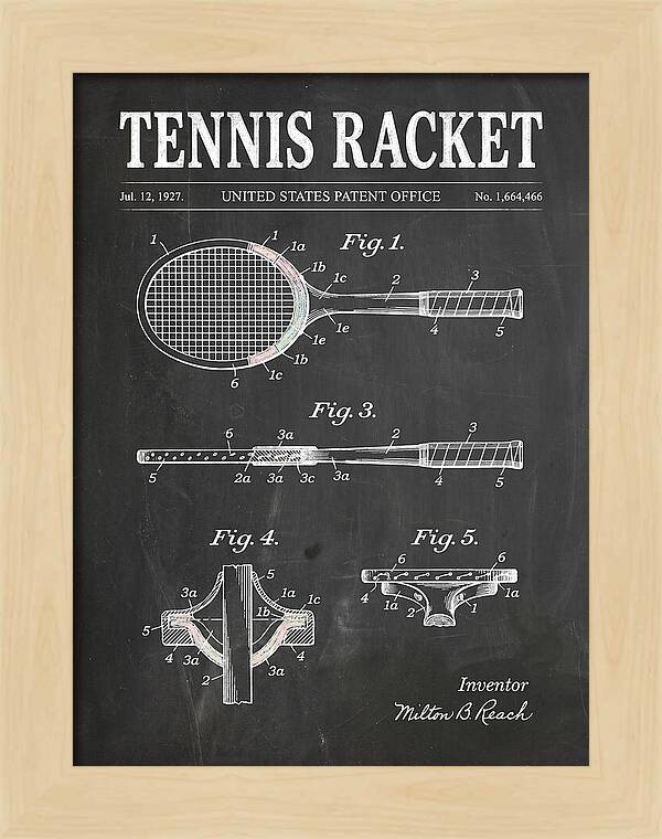 Tennis Racket Chalkboard Patent Us1664466a