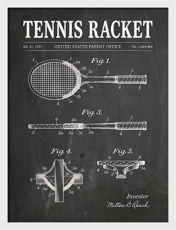 Tennis Racket Chalkboard Patent Us1664466a