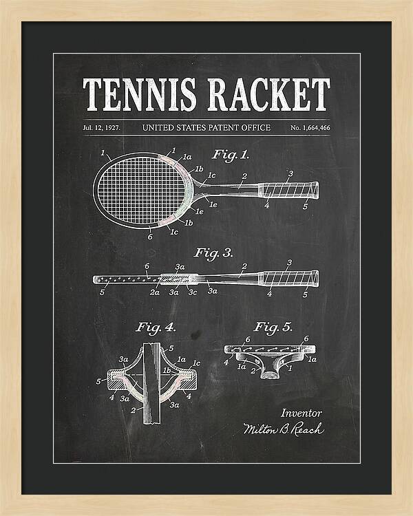 Tennis Racket Chalkboard Patent Us1664466a