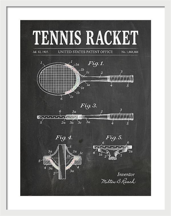 Tennis Racket Chalkboard Patent Us1664466a