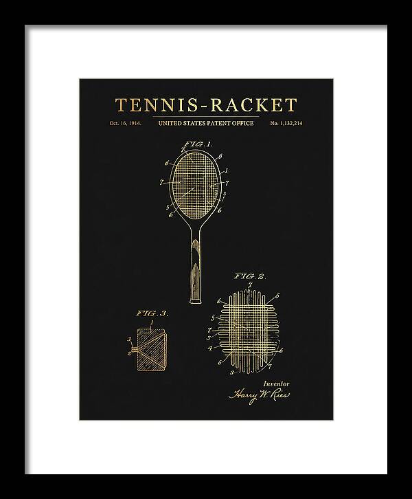 Tennis Racket Gold Patent Us1132214a