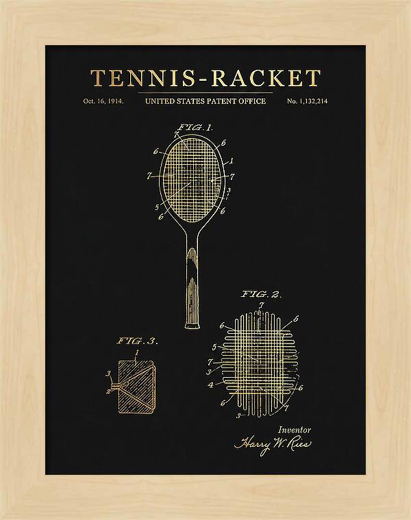 Tennis Racket Gold Patent Us1132214a
