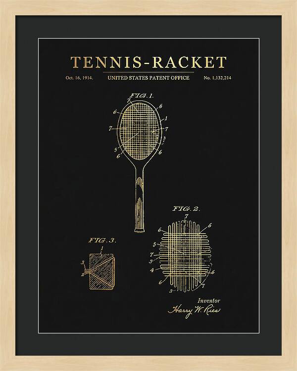 Tennis Racket Gold Patent Us1132214a