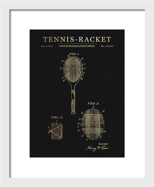 Tennis Racket Gold Patent Us1132214a