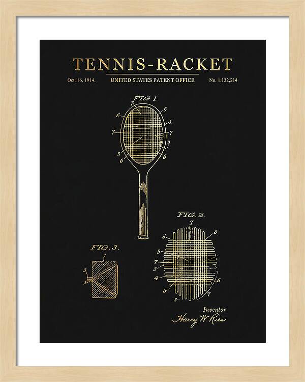 Tennis Racket Gold Patent Us1132214a