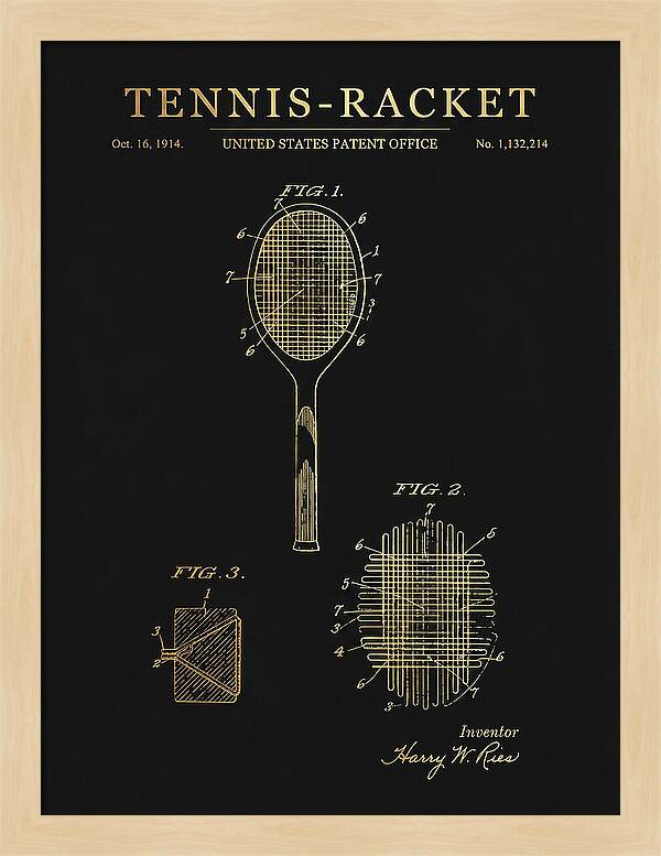 Tennis Racket Gold Patent Us1132214a