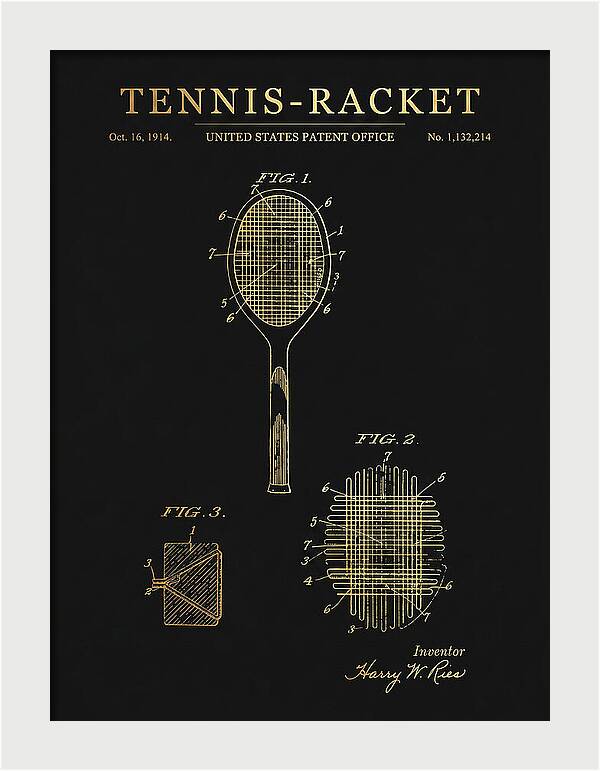Tennis Racket Gold Patent Us1132214a