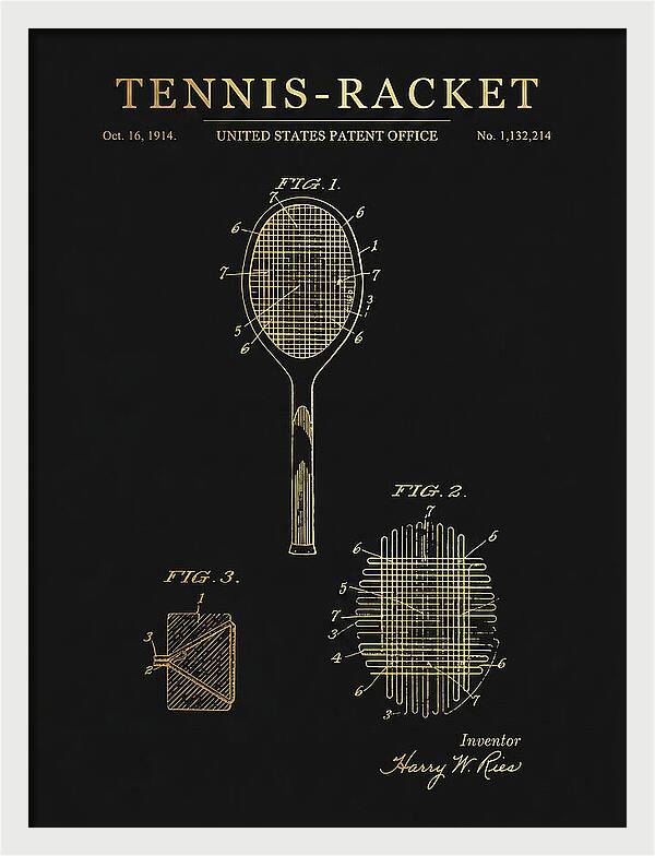 Tennis Racket Gold Patent Us1132214a