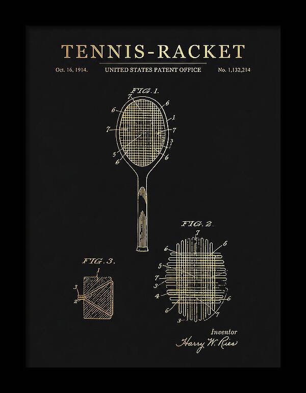 Tennis Racket Gold Patent Us1132214a