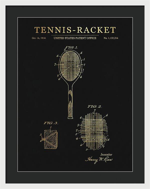 Tennis Racket Gold Patent Us1132214a