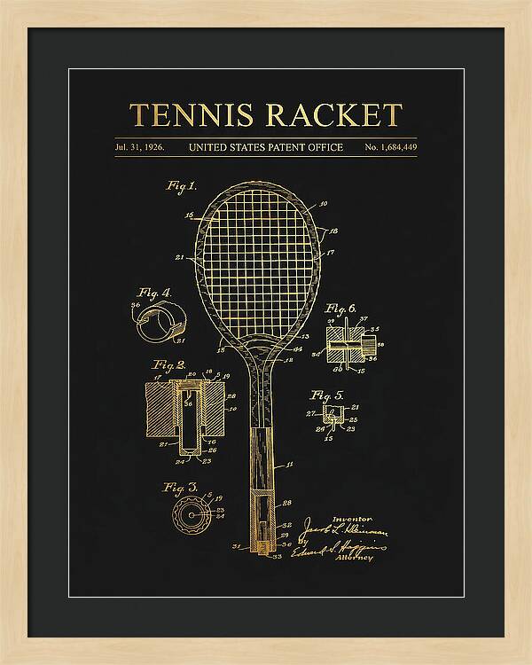 Tennis Racket Gold Patent Us1684449a
