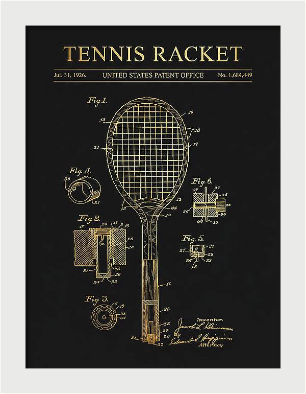 Tennis Racket Gold Patent Us1684449a