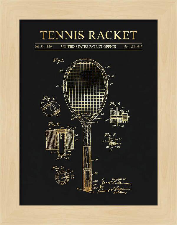 Tennis Racket Gold Patent Us1684449a