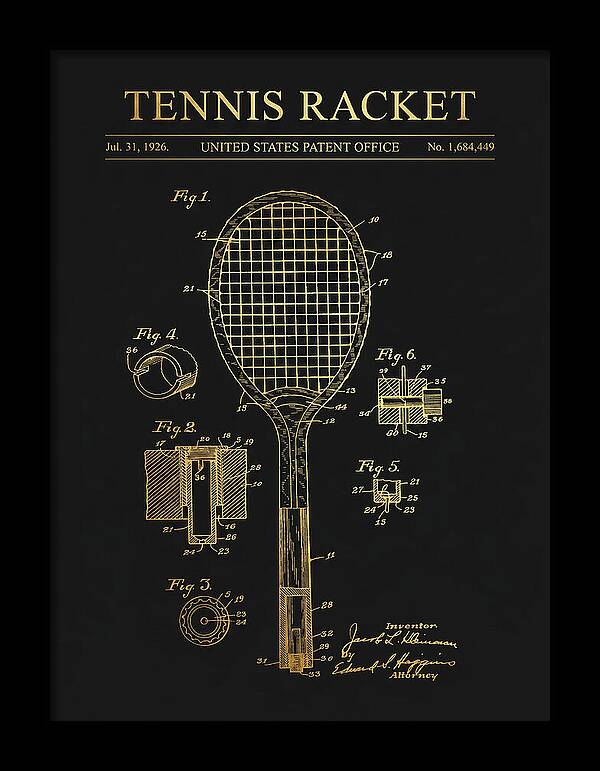 Tennis Racket Gold Patent Us1684449a