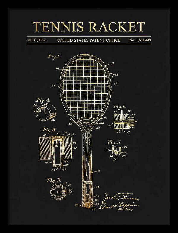 Tennis Racket Gold Patent Us1684449a