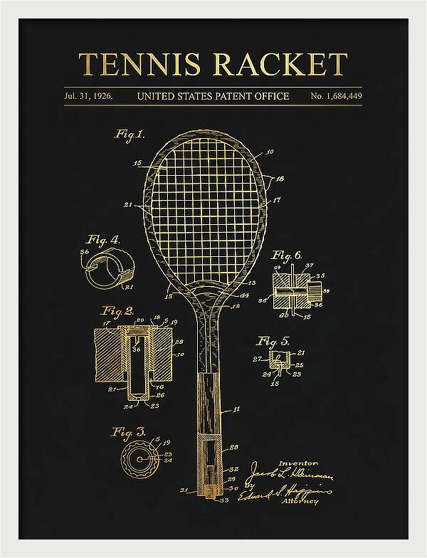 Tennis Racket Gold Patent Us1684449a