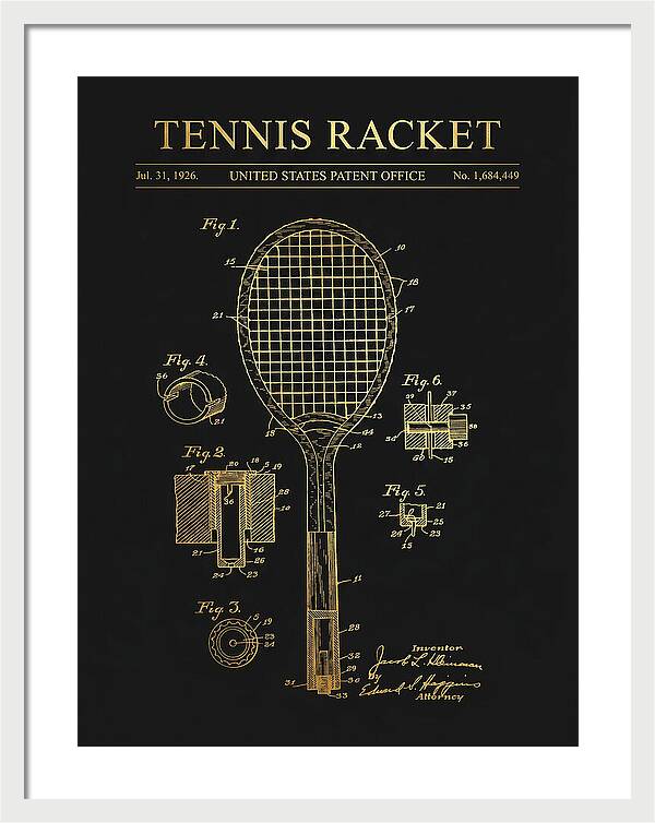 Tennis Racket Gold Patent Us1684449a