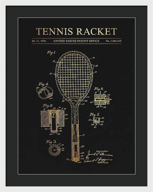 Tennis Racket Gold Patent Us1684449a