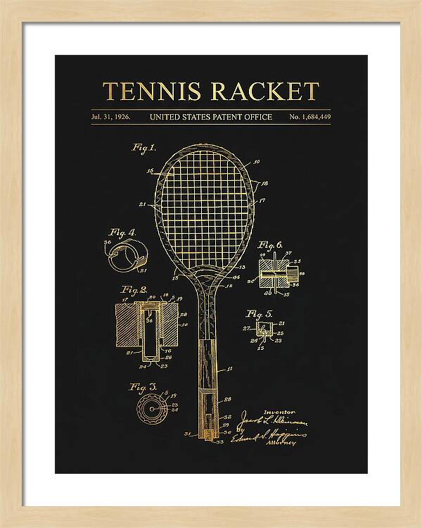 Tennis Racket Gold Patent Us1684449a