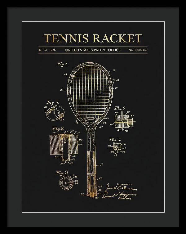 Tennis Racket Gold Patent Us1684449a