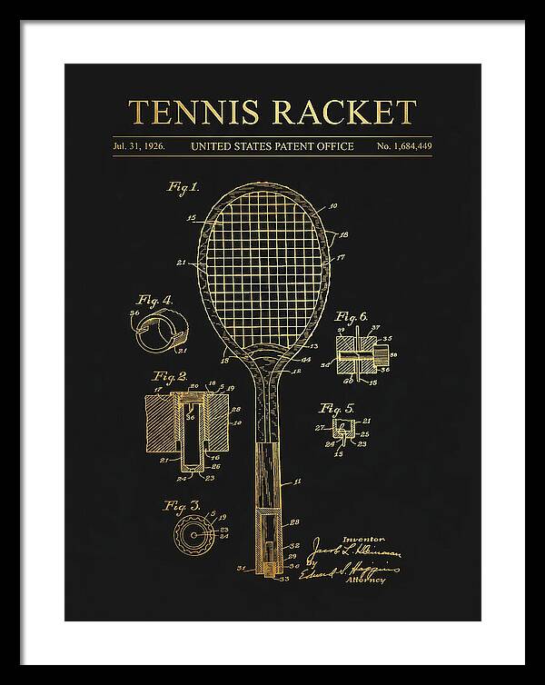 Tennis Racket Gold Patent Us1684449a