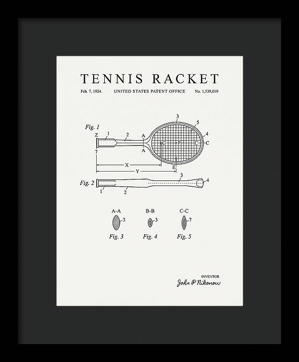 Tennis Racket Minimalist Patent Us1539019a