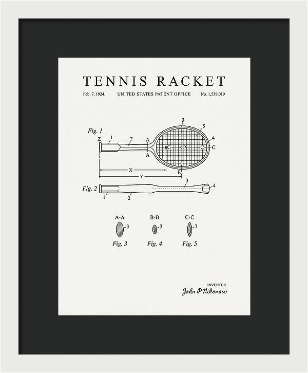 Tennis Racket Minimalist Patent Us1539019a