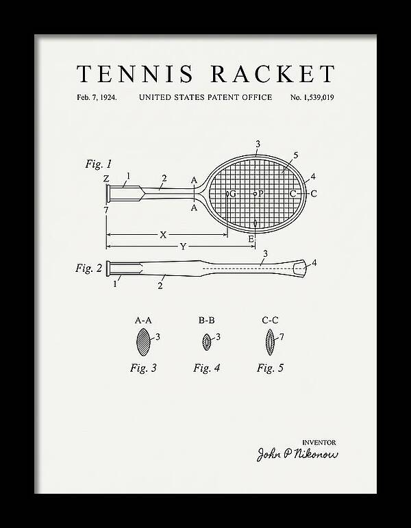 Tennis Racket Minimalist Patent Us1539019a