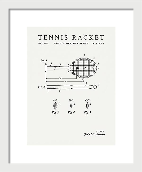 Tennis Racket Minimalist Patent Us1539019a