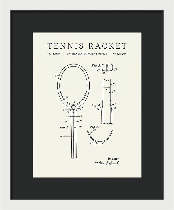Tennis Racket Minimalist Patent Us1664466a