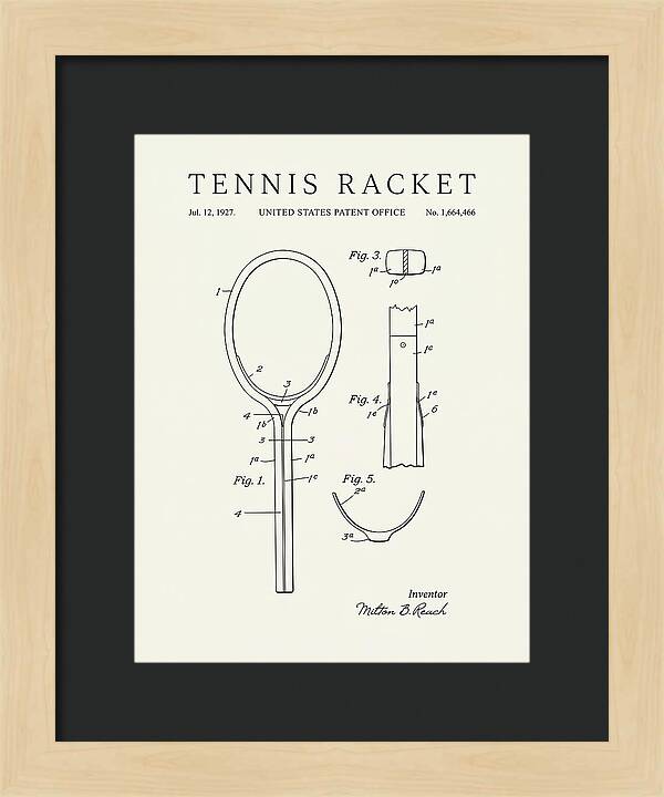 Tennis Racket Minimalist Patent Us1664466a