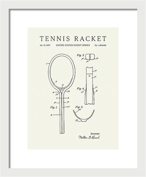Tennis Racket Minimalist Patent Us1664466a