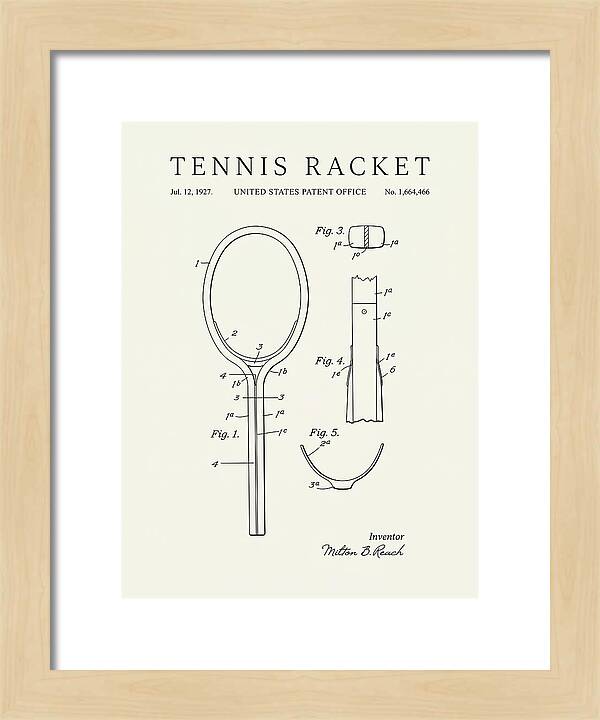 Tennis Racket Minimalist Patent Us1664466a