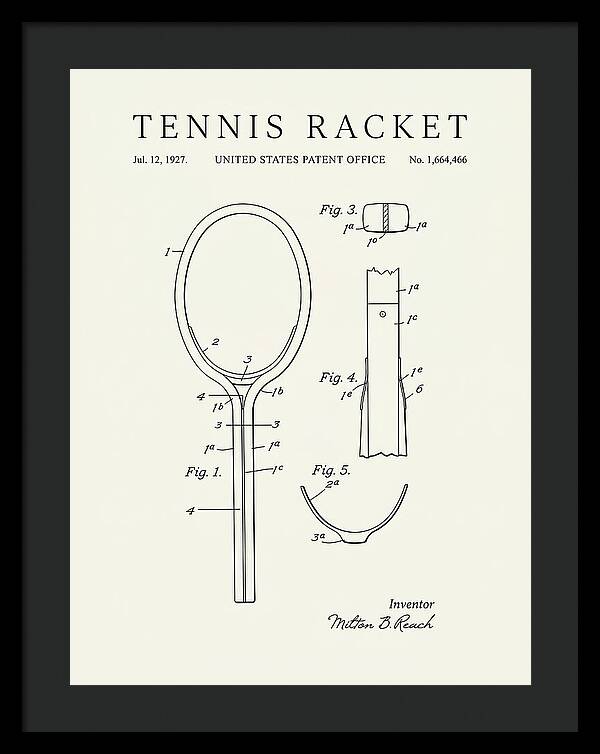Tennis Racket Minimalist Patent Us1664466a