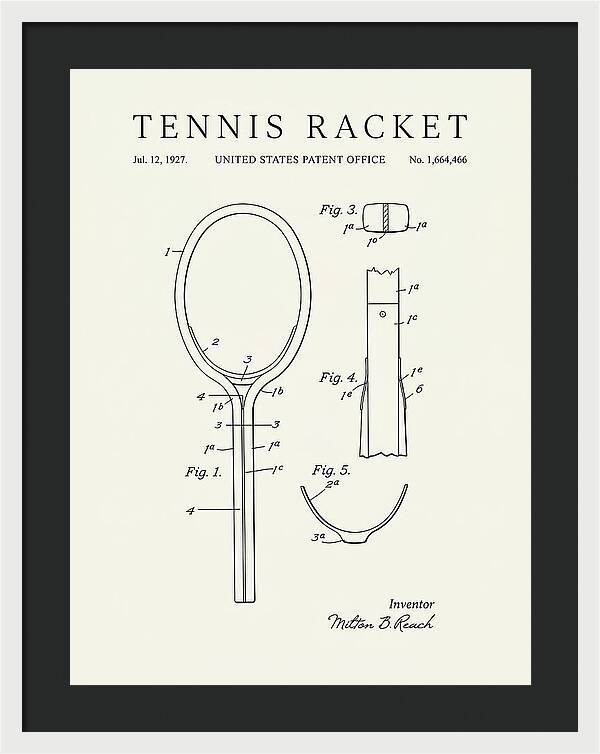 Tennis Racket Minimalist Patent Us1664466a