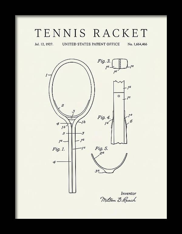 Tennis Racket Minimalist Patent Us1664466a