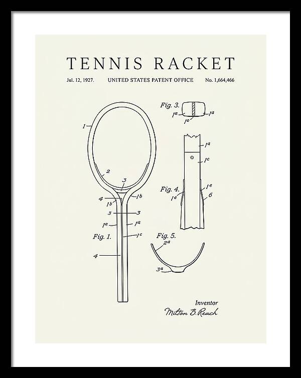 Tennis Racket Minimalist Patent Us1664466a