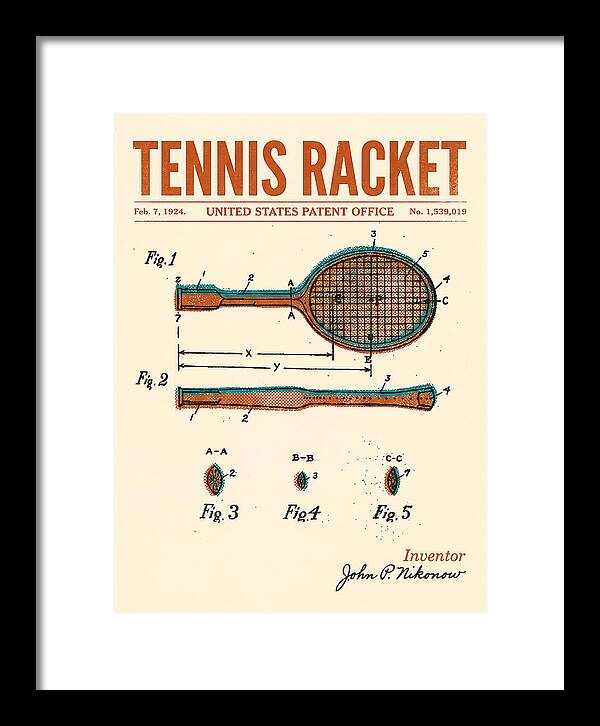 Tennis Racket Retro Patent Us1539019a