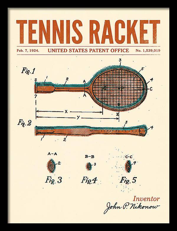 Tennis Racket Retro Patent Us1539019a