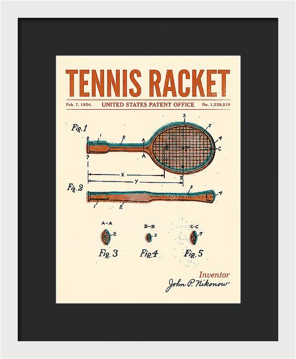 Tennis Racket Retro Patent Us1539019a