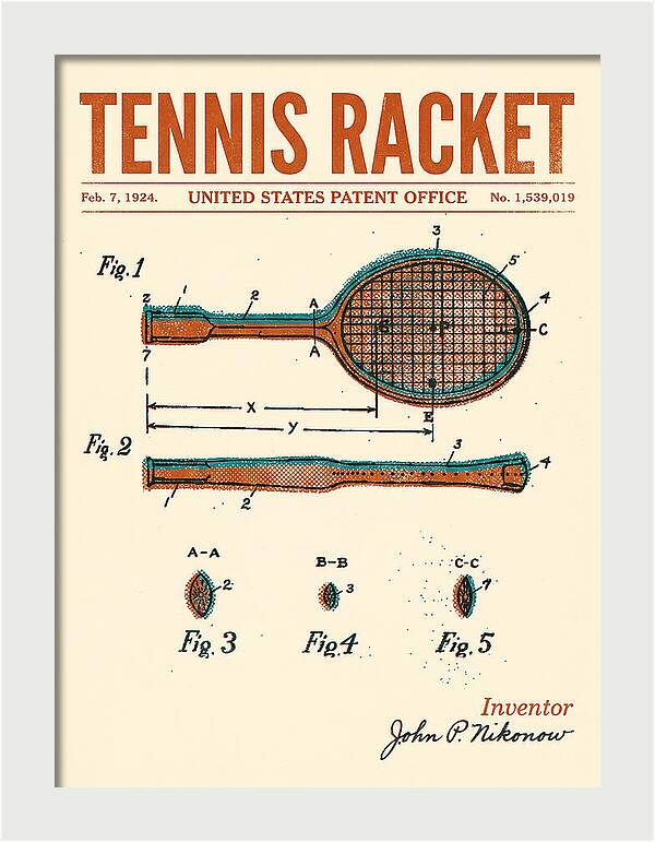 Tennis Racket Retro Patent Us1539019a